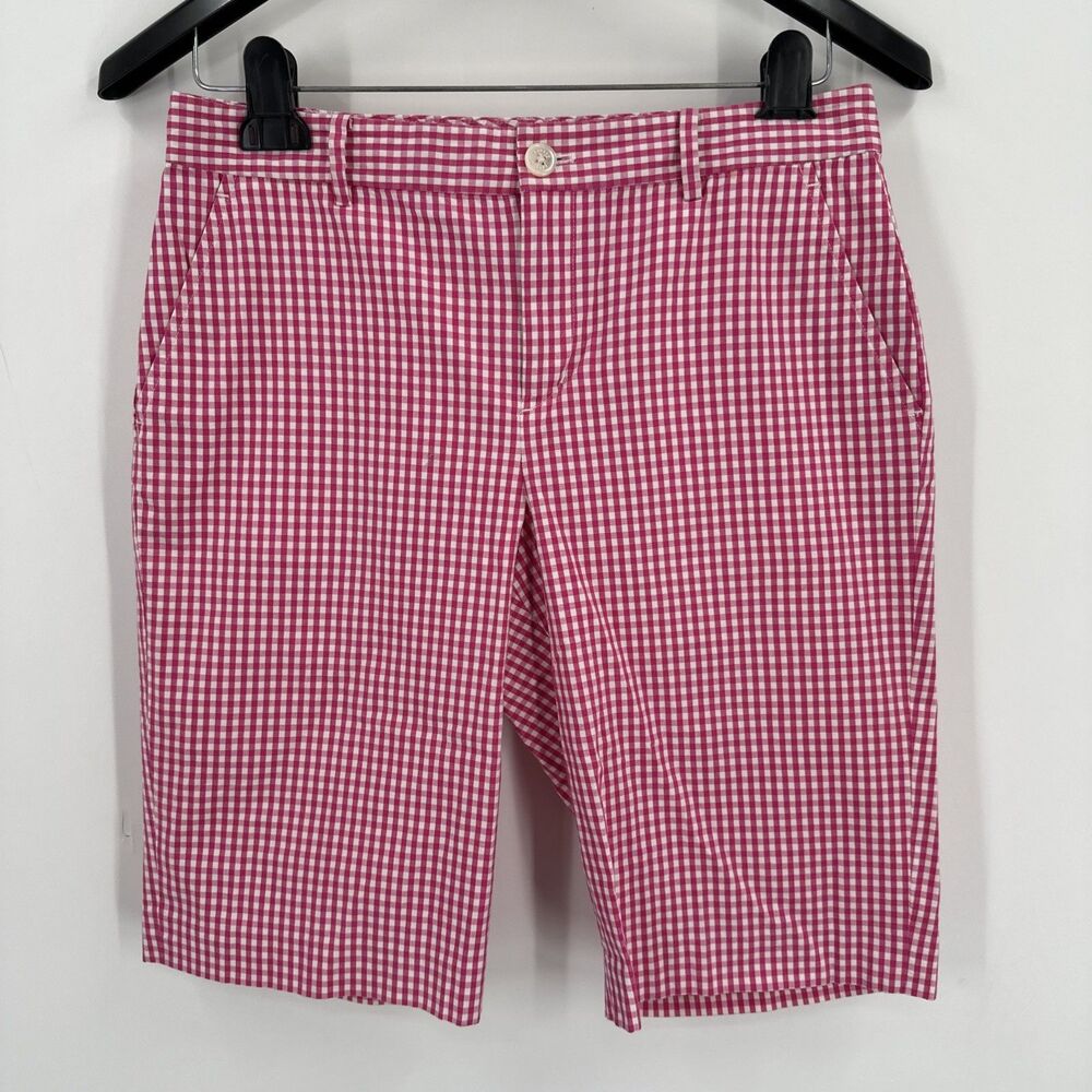 LRL Ralph Lauren Women's Bermuda Shorts Size 6 11" Inseam Pink Gingham Cotton